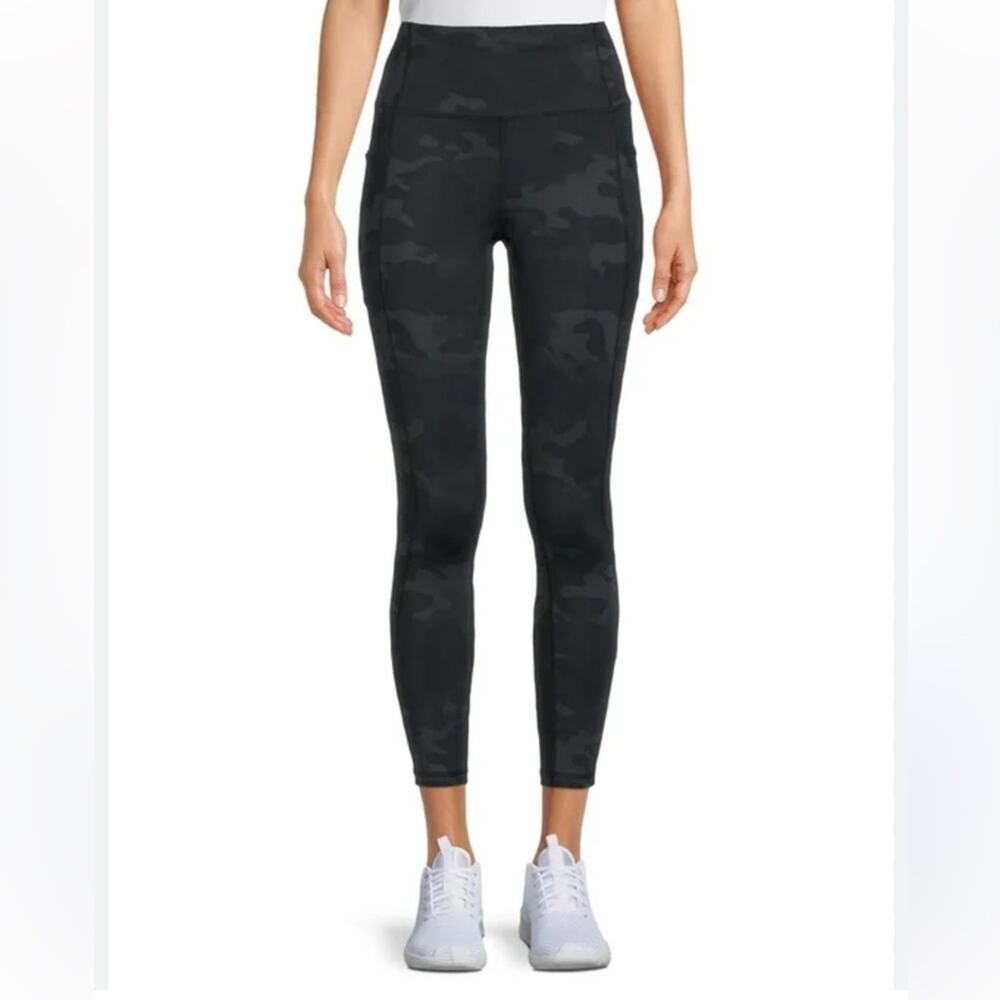 A New Day Women Seamless High Waisted Camo Leggings Black Grey L/XL NEW‎